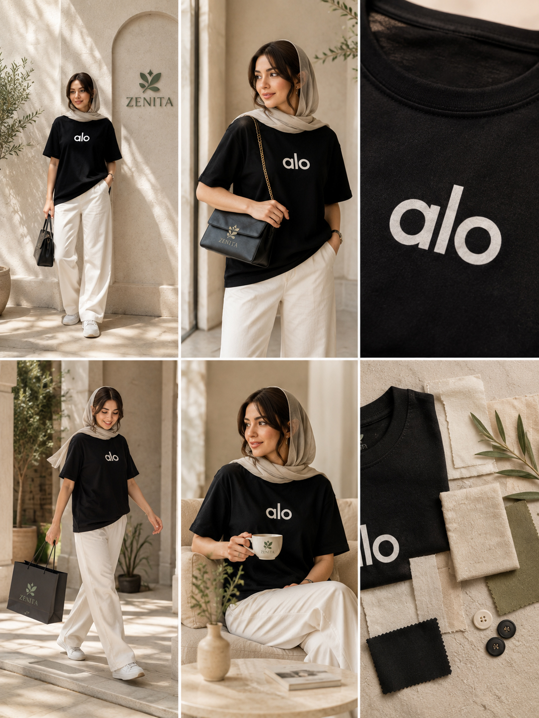 تیشرت باکسی مشکی alo - 7