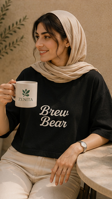 تیشرت باکسی مشکی خرس