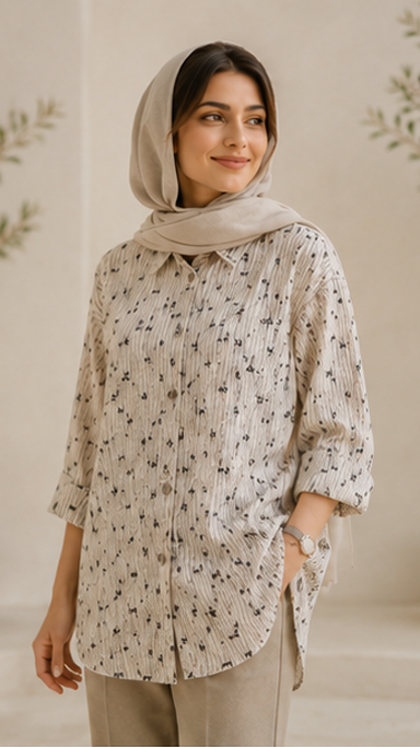 شومیز چاپی دالین آستین سه ربع