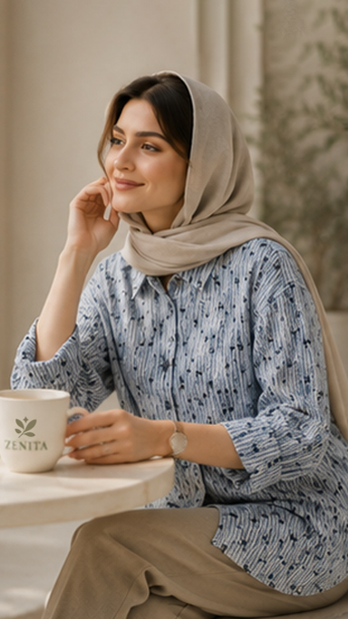 شومیز چاپی دالین آستین سه ربع
