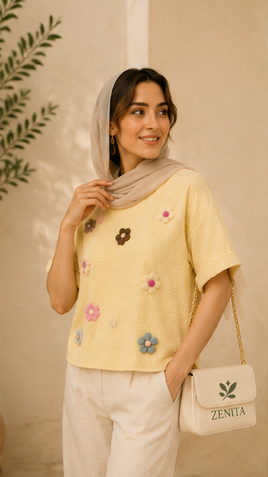 تیشرت ینزی گل برجسته