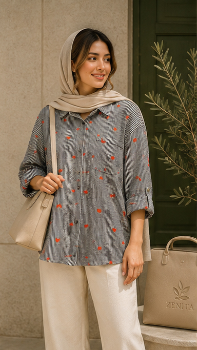 شومیز تک جیب قلبی