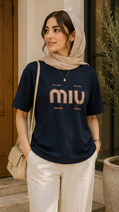 تیشرت باکسی چاپی miu